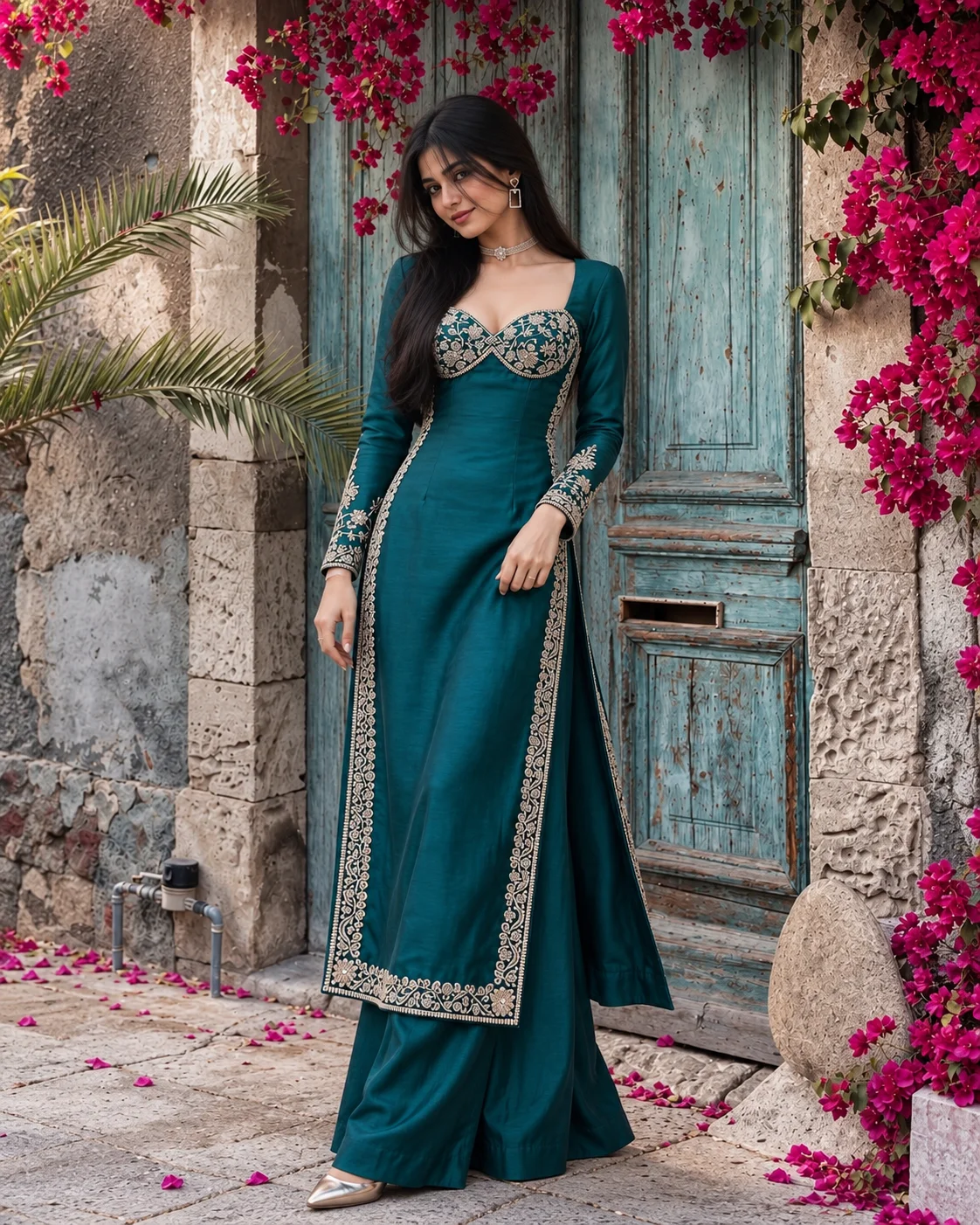 Teal Anarkali • Angle 1